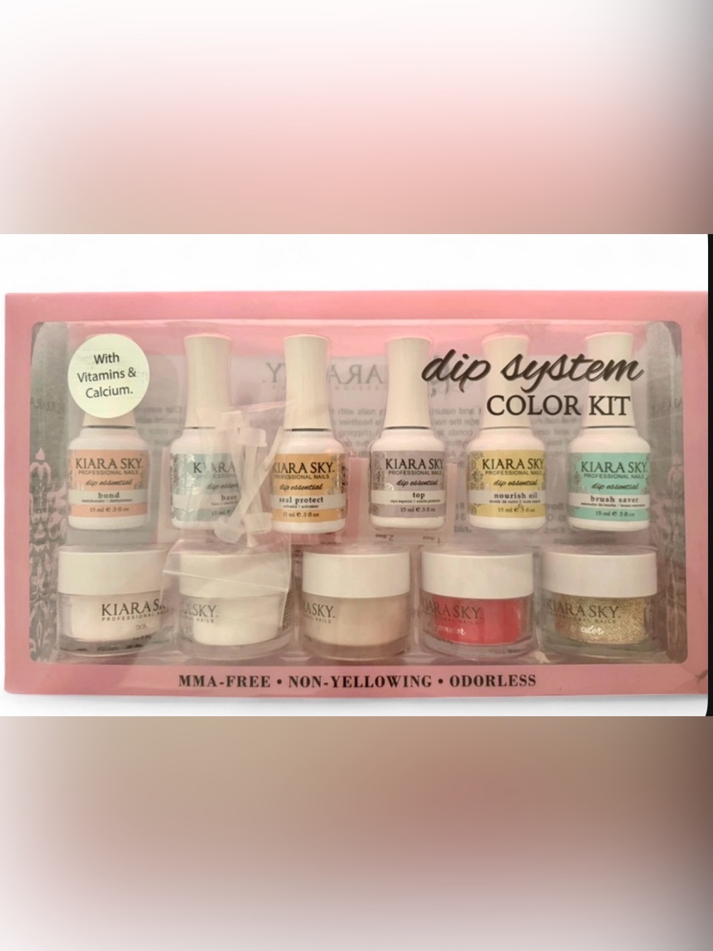 Kiara Press-On Nail Dip Kit - Pink, Gold, White